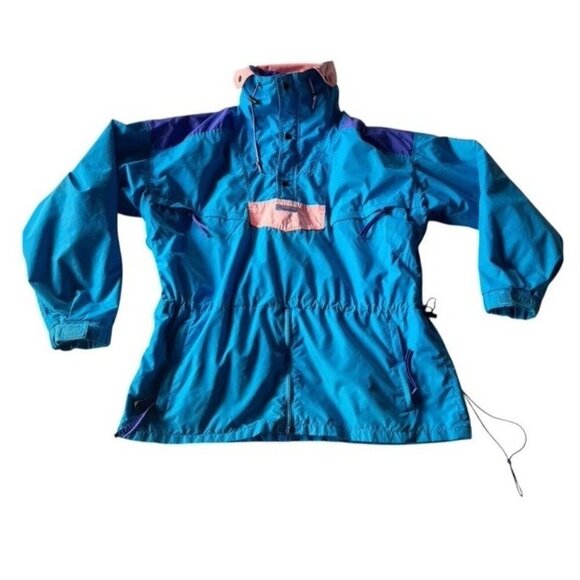VTG 90s Men's Sz XL Columbia Radial Sleeve Blue Purple Orange Anorak Jacket - Picture 11 of 16